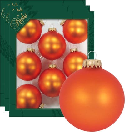 Krebs Kerstballen - wildfire velvet oranje - 24x - glas - 7 cm - mat - knalroze/felroze - kerstversiering