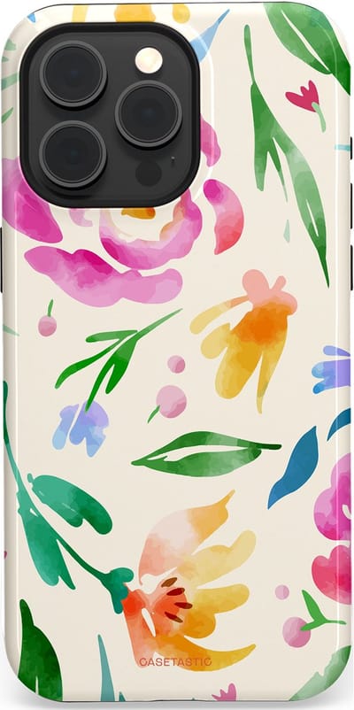 Casetastic Hoesje Geschikt voor Apple iPhone 15 Pro Max Magsafe - Stijlvolle Beschermende Duo-layer Case - Floral Flow
