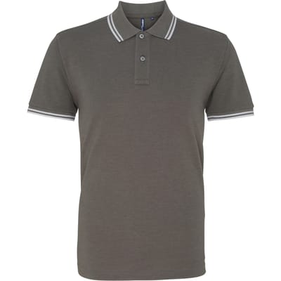 Asquith & Fox Heren Klassiek Fit getipt Poloshirt (Houtskool/Wit)
