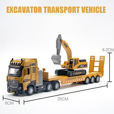 1/50 Schaal Legering Bouwvoertuig Model Set Diecast Graafmachine Transporter Auto Speelgoed Kinderen Jongens Cadeau Tank Auto Miniatuur orange