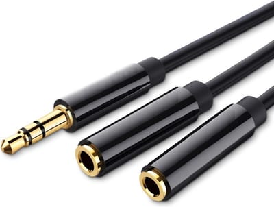 Audio Jack Splitter - Aux Splitter 3.5mm Audio Jack Adapter Kabel - Aux 3.5mm (male) naar 2x Aux 3.5mm (female) audio jack kabel - 20 CM - Premium Kwaliteit