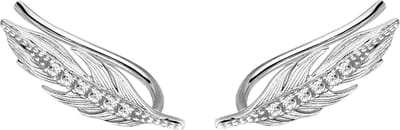 Montebello Oorbellen Dimas - 925 Zilver Gerhodineerd - Veer - 5x15mm