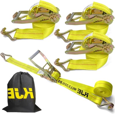 Ratelriemen Heavy Duty - Spanbanden met haken - Vracht Beveiligen - Hoge sterkte polyester - 4 stuks 2 inch - Geel