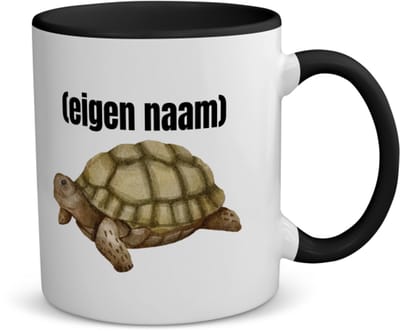 Akyol - schildpad met eigen naam koffiemok - theemok - zwart - Schildpad - schildpad liefhebbers - iemand die houdt van schildpadden - verjaardag - cadeau - kado - 350 ML inhoud