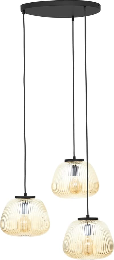 Brilliant Kaizen - Hanglamp - 3-lichts rond - Glas - 3xE27 Max 40W - Amber/zwart