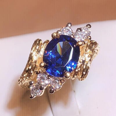 Saffier Ring Voor Vrouwen Stempel Sieraden Met Edelstenen Tak Wijnstok Trendy Vrouwelijke Accessoire Voor Feest Cadeau 6 blue