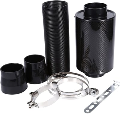 Hoogwaardige koolstofvezel luchtfilter set voor auto, inclusief zuigslang en accessoires, 7 cm