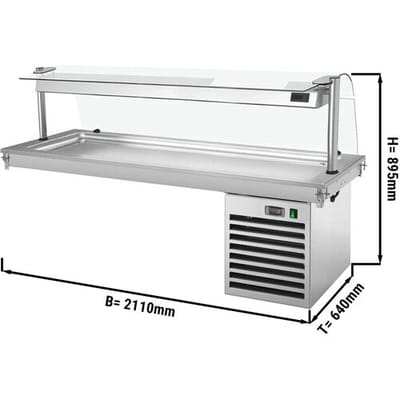 GGM Gastro Einbau Kühlplatte - 2100mm - +2 bis +8 °C - 6x GN 1/1 - 700 Watt - mit Glas-Hustenschutz Zilver