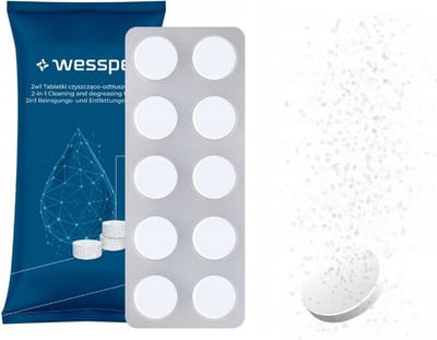Espressomachine reinigings- en ontvettingstabletten - 10 x 2g - Wessper - tabletten worden gebruikt voor ontvetten en reinigen: espressomachines, melkopwarmers, diverse huishoudelijke apparaten, slagroomvangers, metalen voorwerpen gouden juwelen
