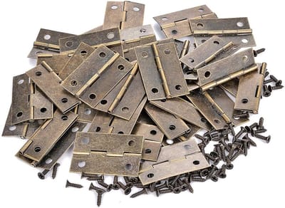 Oneay 50 mini bronzen scharnieren, doe-het-zelf scharnieren voor geschenkdozen, geschikt voor houten sieradendozen, knutselprojecten en sieradenkistjes.