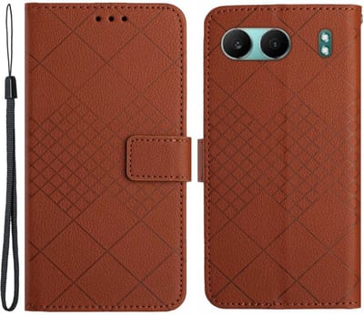Coverup Hoesje - Geschikt voor OnePlus Nord 4 Hoesje - Coverup Rhombus Book Case - Bruin