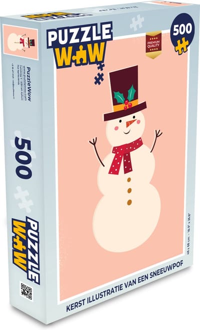 Puzzel Sneeuwpop - Kerst - Winter - Kerstmis - Roze - Legpuzzel - Puzzel 500 stukjes - Kerst - Cadeau - Kerstcadeau voor mannen, vrouwen en kinderen