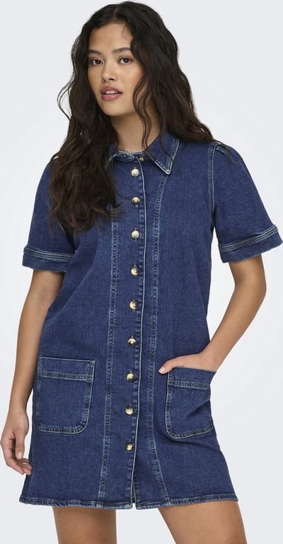 ONLY - ONLCAPRI S/S BUT POCKET DNM DRESS CRO - Meisjes - Mini jurken