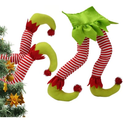Kerst Elf Knuffel Benen Vast Zittende Boom Topper Decoraties Kerst Vakantie Feest Ornament Binnen Buiten green