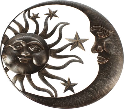 Wanddecoratie-muurdecocratie-zon, maan en sterren-Metalen wanddecoratie-Deco-wall art-Goldbach collectie