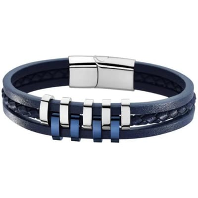 Lotus leren armband ls1838-2/2 zilver granaat black