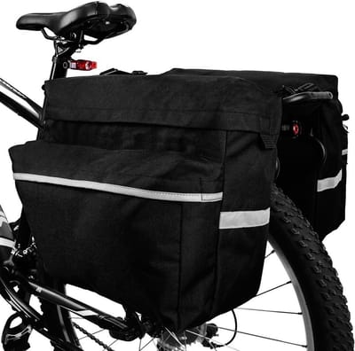 KZQ Waterdichte Fietszadel Tas Met 4 Ritsvakken En Verstelbare Haken - Reflecterende Bies En Haak Voor Achterlicht - Past Op De Meeste Frames - Zwart