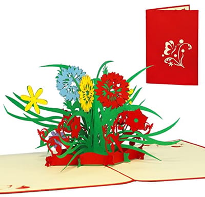 3D Pop-up Wenskaart - Wilde Bloemen - Verjaardag & Moederdag - Handgemaakt Origineel Cadeau