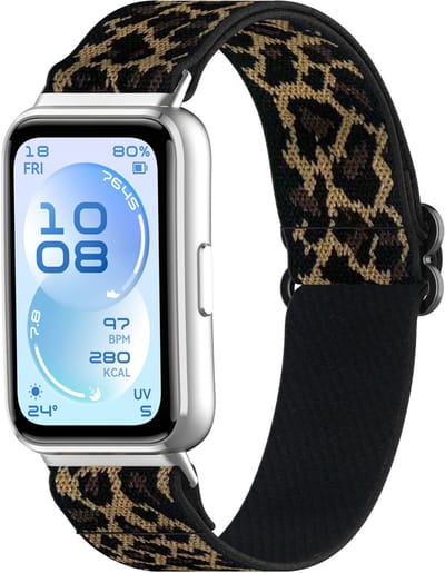 Stravo Gevlochten Nylon Bandje met Verstelbare Schuifsluiting – Geschikt voor Huawei Band 11 / Band 11 Pro – Luipaard