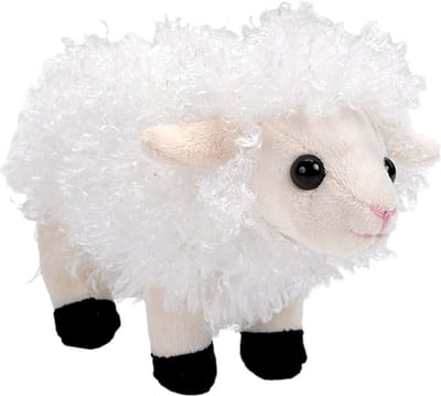 Wild Republic Pluche knuffel Lammetje/schaap van ongeveer 13 cm - wit - Speelgoed knuffelbeesten