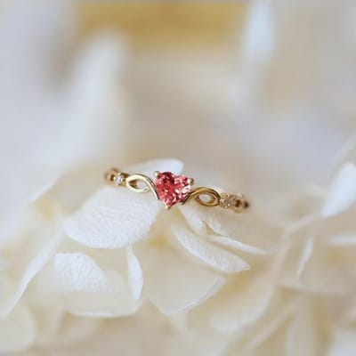 Huitan Eenvoudige Hartring Voor Vrouwen Vrouwelijk Leuke Vingerringen Romantisch Verjaardagscadeau Voor Vriendin Mode Zirkonia Steen Sieraden 8 beige