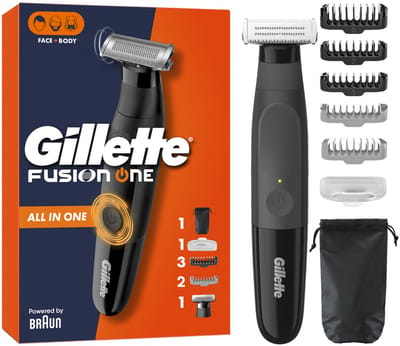 Gillette Fusion One - Trimmer with One Blade - Hybrid Baardtrimmer & Scheerapparaat + 7 hulpmiddelen en accessoires
