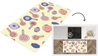 Keukenloper - Loper keuken - Pan - Jaren 50 - Patroon - 120x60 cm - Keukenloper vinyl