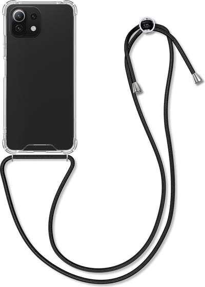 kwmobile telefoonhoesje geschikt voor Xiaomi 11 Lite (5G) NE / Mi 11 Lite (5G) - Hoesje met telefoonkoord - Back cover in zwart / transparant