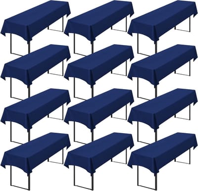 Showgeous 12-pack premium biertafeltafelkleed universeel voor 50 cm en 70 cm biertafelhoezen 100x250 cm polyester rechthoekige tafelkleden (marineblauw)
