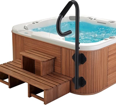 Spa & Hot Tub Leuning - 360° Draaibaar - In Hoogte Verstelbaar (45-122 cm) - Instaphulp met Bodemplaat en Antislip Handgreep - Tot 272 kg Draaggewicht - Geschikt voor Binnen & Buiten