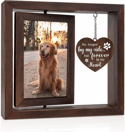 Daity 1 stuk - Fotolijst ter nagedachtenis aan uw hond - Draaibare houten fotolijst - geschikt voor foto's van 4x6 inch - Fotolijst ter nagedachtenis aan uw kat of ander huisdier