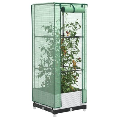 vidaXL - Plantenbak - verhoogd - met - kashoes - 40x40x123 - cm - rattanlook