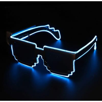 Lunettes LED Mosaïque Sans Fil Halloween Noël Anniversaire Fête Néon Discothèques Lunettes Lumineuses LED Brillant dans le Noir blue
