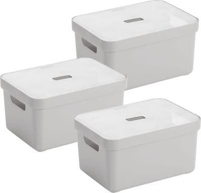 Sunware Sigma Home opbergbox 5L - Set van 3 - Grijs/Transparant