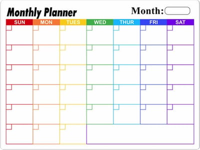 Whiteboard Kalender Sticker - Maandplanner Herbruikbaar - Thuis Kantoor Organisatie - Zelfklevend Streepvrij - 40 x 30 cm - Multi
