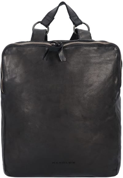 HAROLD'S Leren Vrije tijd rugzak Rugzak Submarine Backpack Triple Black Zwart