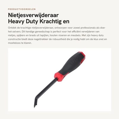 Nietjesverwijderaar Heavy Duty - Professioneel Gereedschap - Efficiënte Nagelverwijdering - Krachtig Hulpmiddel - 30 Graden Gebogen Klauw - Voor Tapijt/Hout/Vloer/Meubels - Nagelverwijderaar