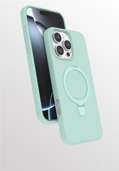 Hoesje Geschikt voor iPhone 16 Pro hoesje zacht siliconen Mint Groen - Liquid Backcover ring hoesje Geschikt voor Magsafe