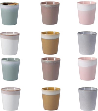 Excellent Houseware Koffie / thee mok Clay - 12x stuks - aardetinten - 225 ml - mokken - keramiek