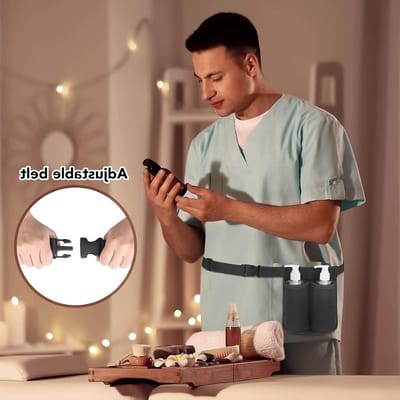Verstelbare Massagegordel voor Flesjes - Professionele Holster voor Massageolie en Lotion, Ideaal voor Therapeuten en Wellnessbehandelingen