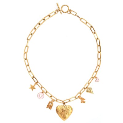 Gouden schakelketting love heart