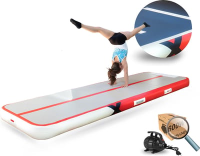 YouAre AirTrack Pro 4.0 | 3 meter — 15cm dik | Turnmat | Gymnastiek | Gymmat | Speelmat | Yogamat | Opblaasbaar | Waterproof | incl. 600W sterke YouAre miniblower — 3m Gym fitness mat met elektrische luchtpomp