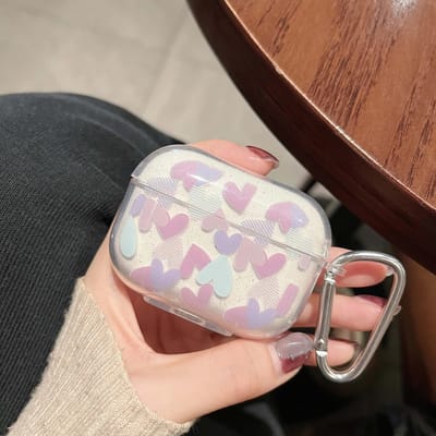 Ins Glitter Shiny cartoon roze liefde groen kleurrijk hart smiley schattig oortelefoonhoesje Voor airpods 1/2 generatie