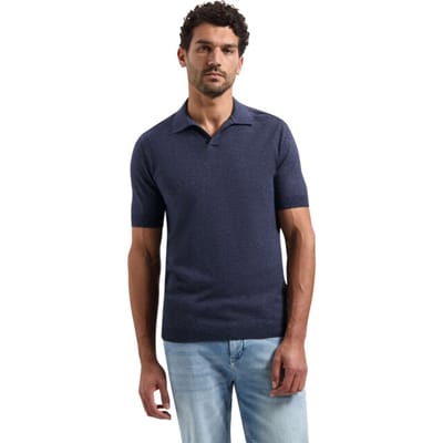 No Excess Pullover Short Sleeve V-Polo Melange Night  L