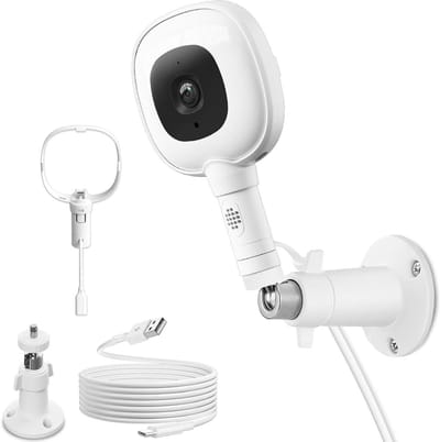 Babyfoonhouder - Camera muurbevestiging - Babykamer bewaken - Volledig gesloten behuizing - 10 FT kabel - Wit