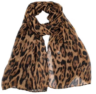 Luxe Luipaardprint Sjaal 180x85 cm – Klassieke Panterprint Sjaal in Bruin van Polyester