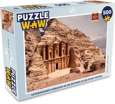Puzzel Uitgehouden gebouw in de rotsen in de stad Petra - Legpuzzel - Puzzel 500 stukjes