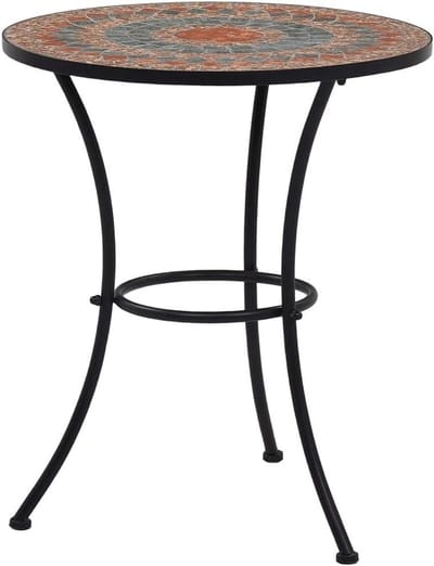 Mozaïek Bistro Tafel - Balkon Tafel Tuin - Buiten Zitten - Keramische Tafelblad - 60 cm - Oranje Grijs
