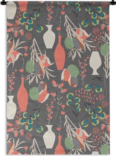 Wandkleed - Wanddoek - Boeket - Bloemen - Patronen - 60x90 cm - Wandtapijt
