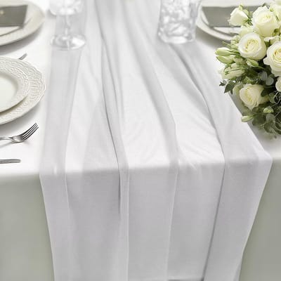 tafelloper wit 70x300cm 1 stuk, tafelloper stoffen tafeldecoratie, decoratieve tafelloper bruiloft voor bruiloftdecoratie, tafeldecoratie verjaardag, babyborrel